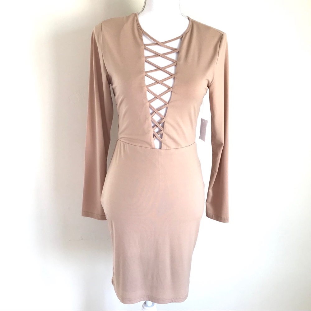 CHARLOTTE RUSSE - beige bodycon dress - size M